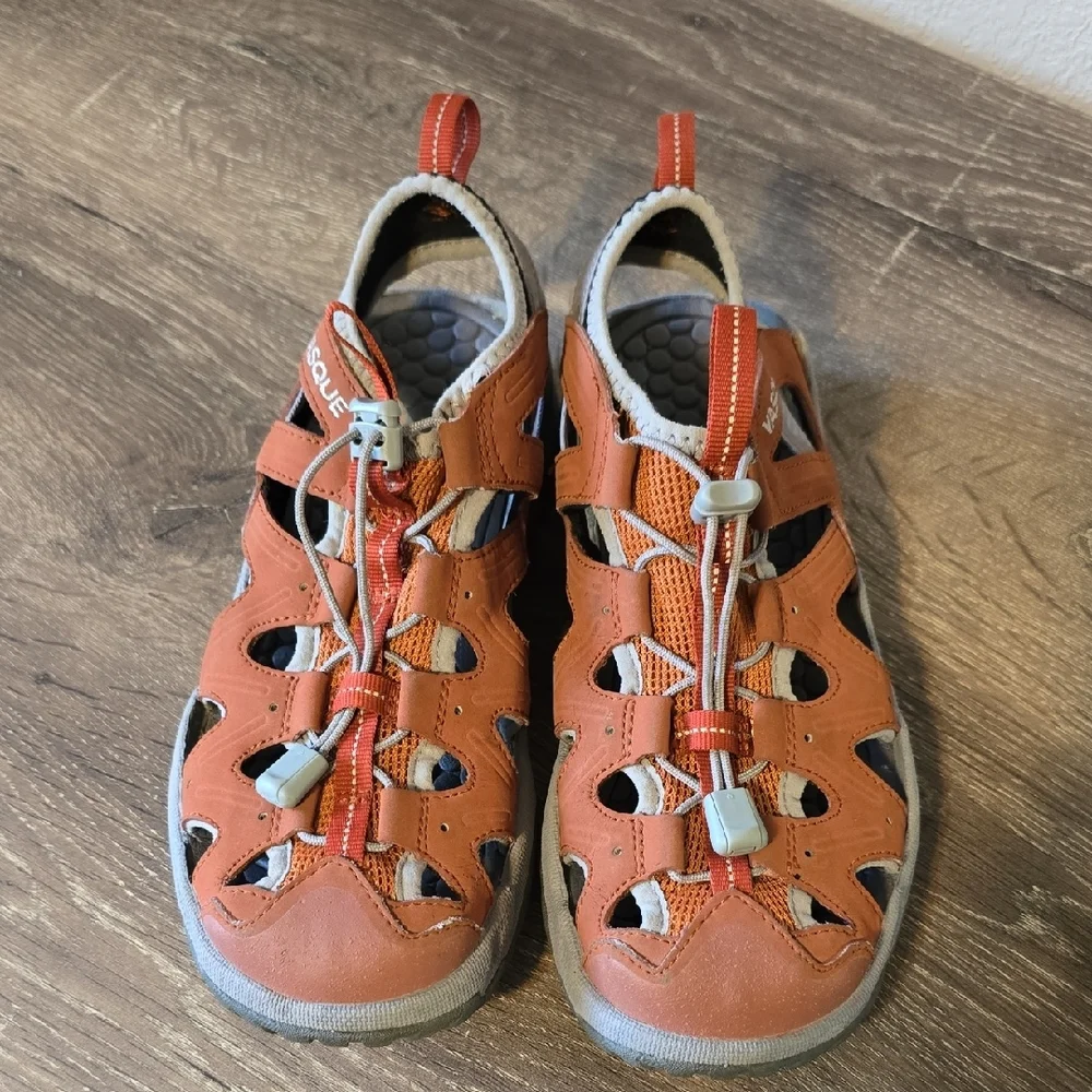 Vasque Women's Flux Sport Sandals - Burnt Orange Leather Bungee Lace Up - Picture 5 of 10